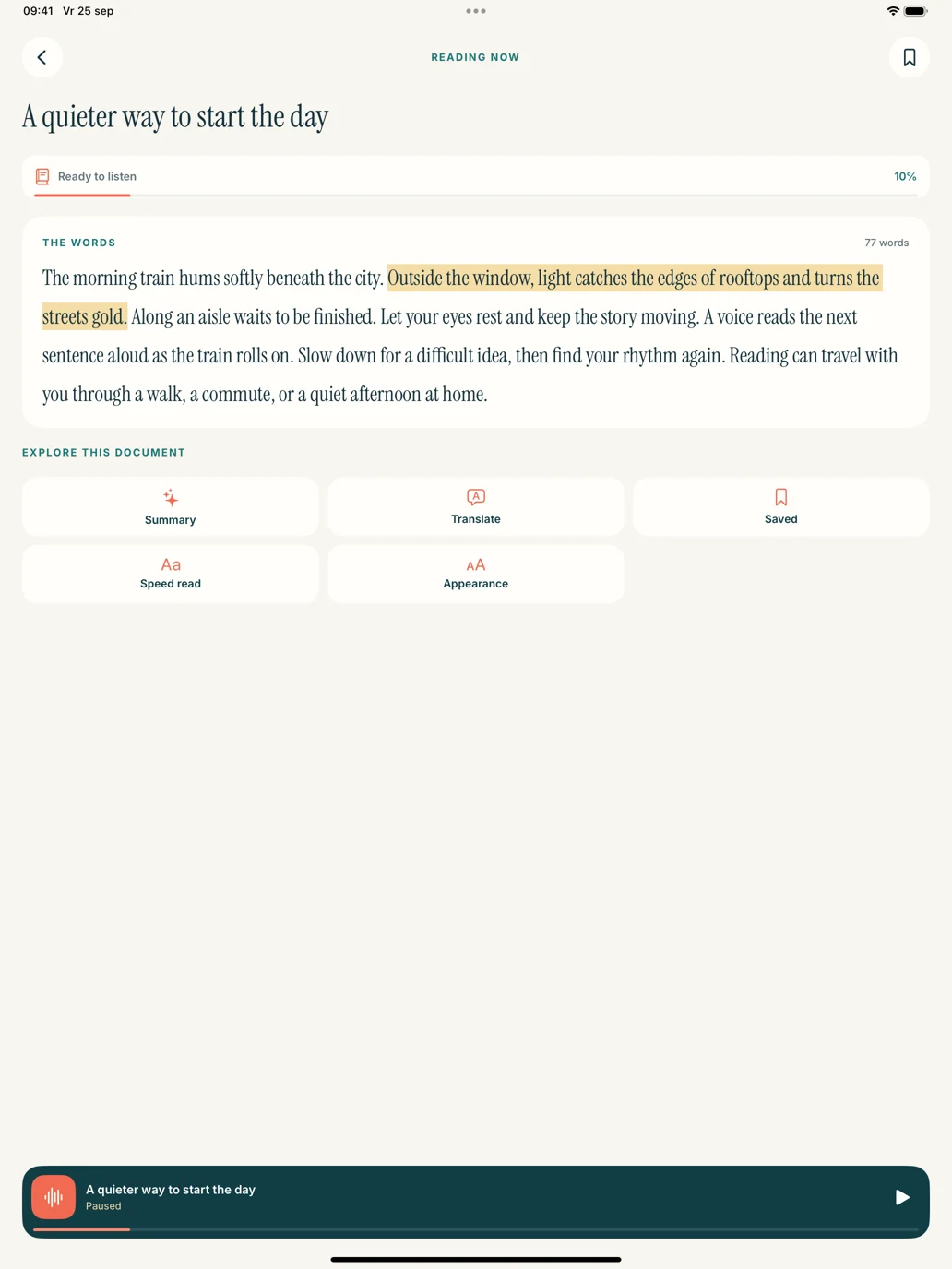Read Aloud upcoming release: ipad-reader screen